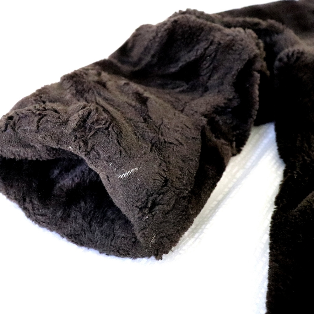 Oversize faux fur dark brown teddy coat with hood - Picture 6 of 10
